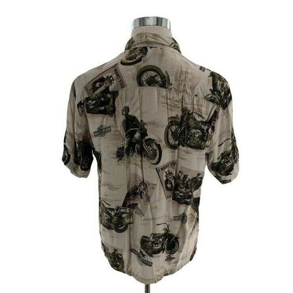 Harley-Davidson Shirts Mens Size Medium Motorcycle Print Front Pocket Button Top - Picture 5 of 9